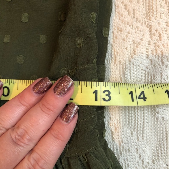 Zara olive Pom Pom Swiss dot vneck mini dress - Picture 9 of 11